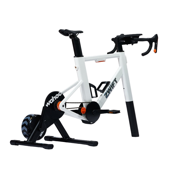 Zwift Ride with Wahoo KICKR CORE 2 - White exercise bike with black components on a white background